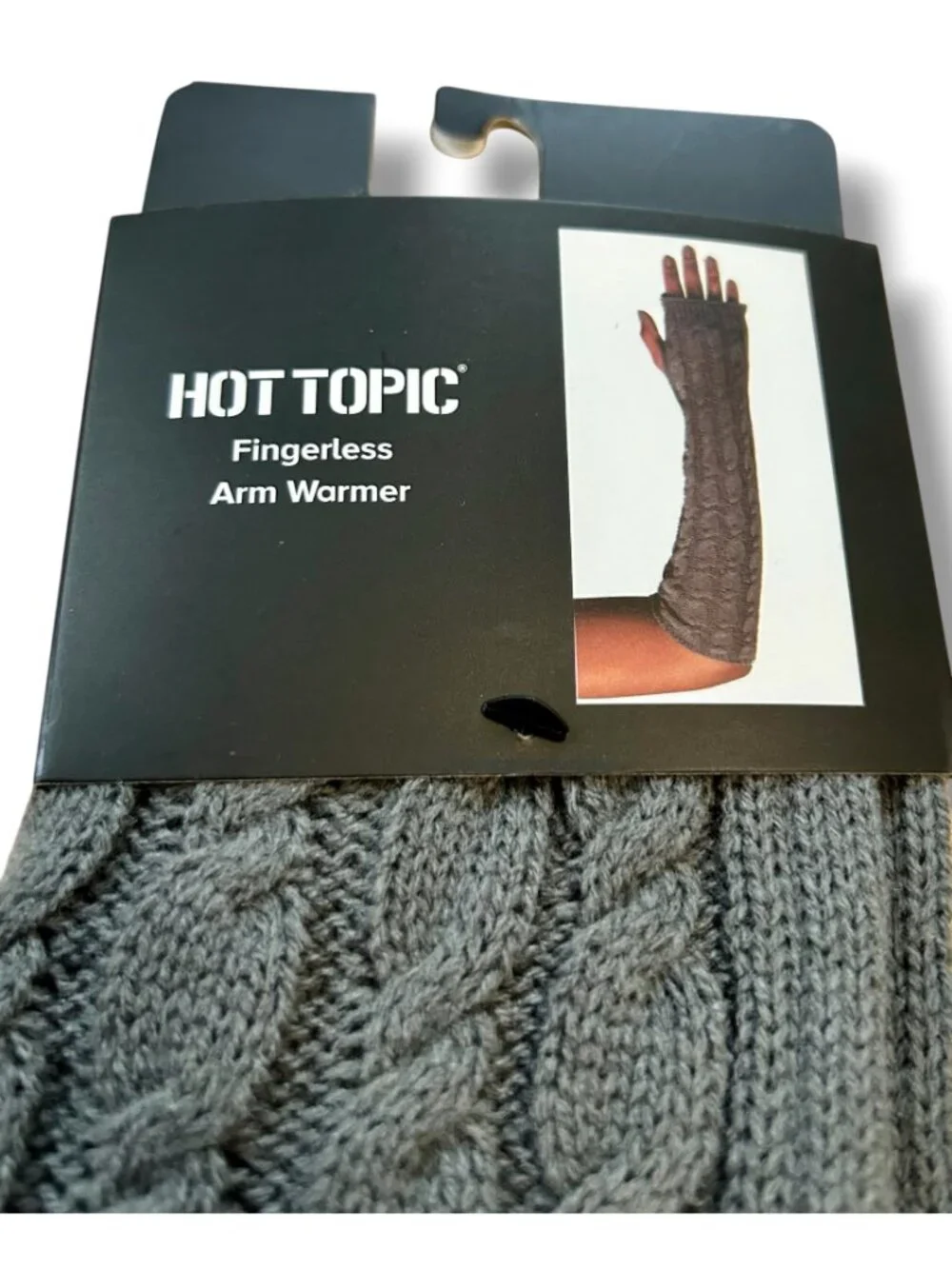 Hot Topic Grey Cable Knit Arm Warmers emo punk unisex